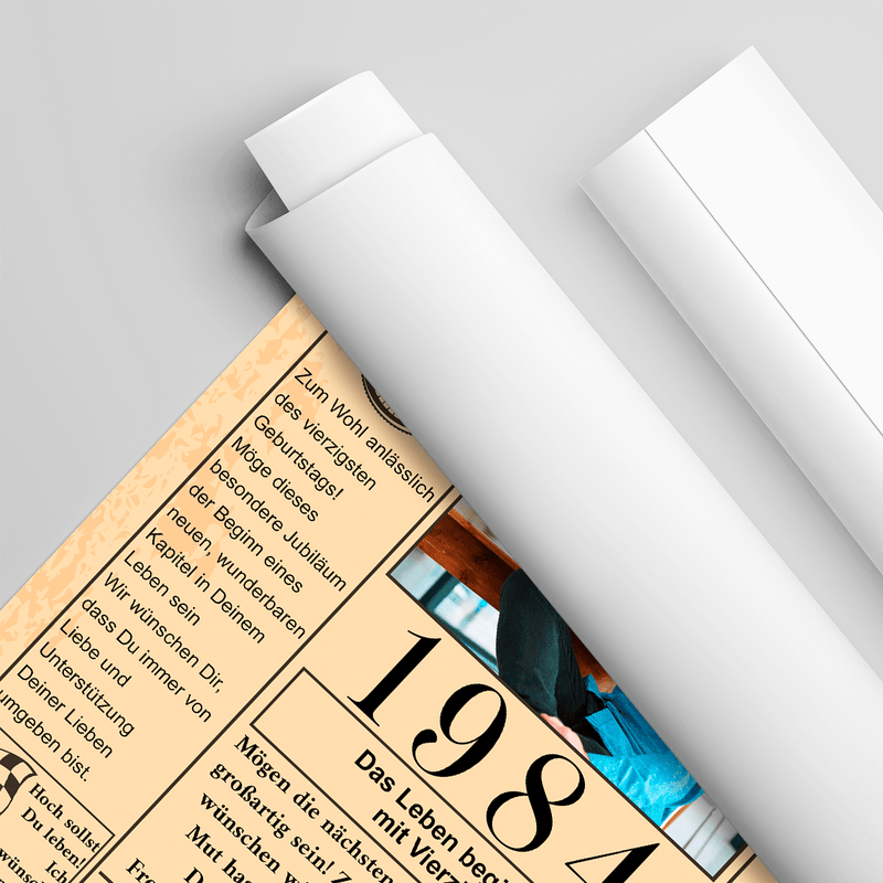 Zeitungsseite - Poster, personalisiertes Geschenk zum Geburtstag - Adamell.de