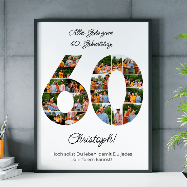 Zum 60. Geburtstag - Poster, personalisiertes Geschenk für Mann - Adamell.de