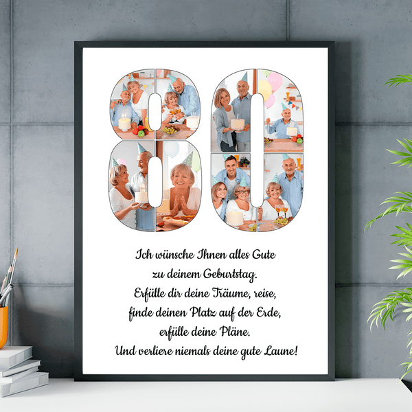 Zum 80. Geburtstag - Poster, personalisiertes Geschenk für Frau - Adamell.de