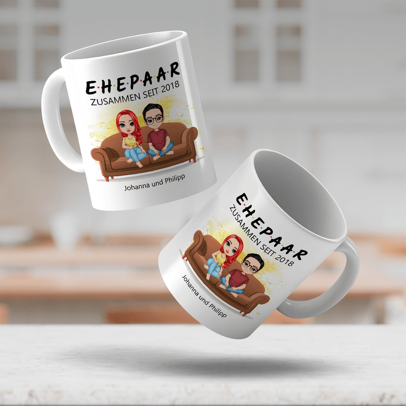 Zusammen seit... - 1x bedruckte Tasse, personalisiertes Geschenk für Paar - Adamell.de