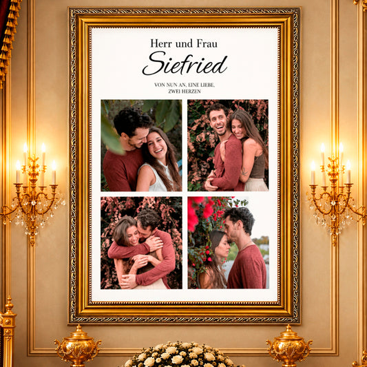 Fotocollage auf Leinwand Zwei Herzen — Jahrestag Geschenk
