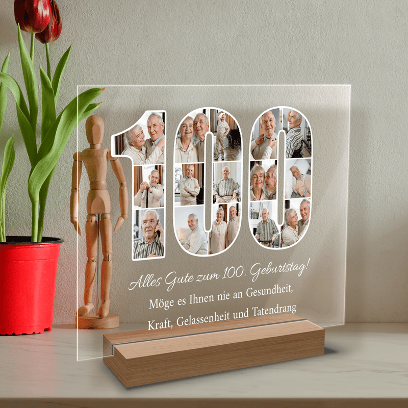 100 Jahre! - Druck auf Glas, personalisiertes Geschenk für Mann - Adamell.de