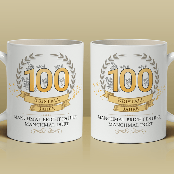 100 Kristalljahre - 1x Bedruckte Tasse, personalisiertes Geschenk für Frau - Adamell.de