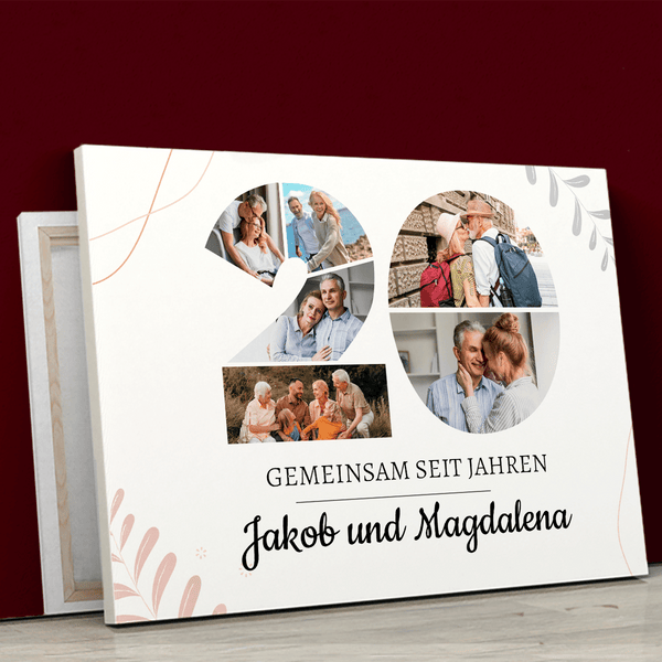 20 gemeinsame Jahre - Druck auf Leinwand, personalisiertes Geschenk für Paar - Adamell.de