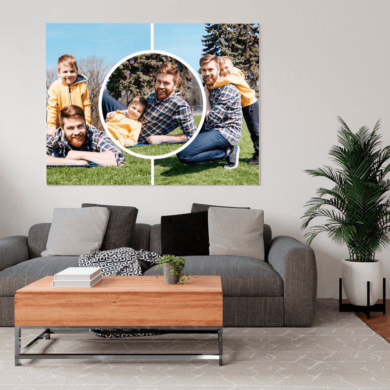 3 Fotos mit Papa - Druck auf Leinwand, personalisiertes Geschenk für Papa - Adamell.de