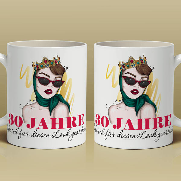 30 Jahre alte Frau - 1x bedruckte Tasse, personalisiertes Geschenk für Frau - Adamell.de