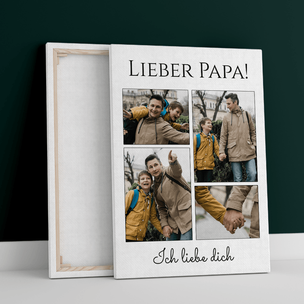 4 Fotos mit Papa - Druck auf Leinwand, personalisiertes Geschenk für Papa - Adamell.de