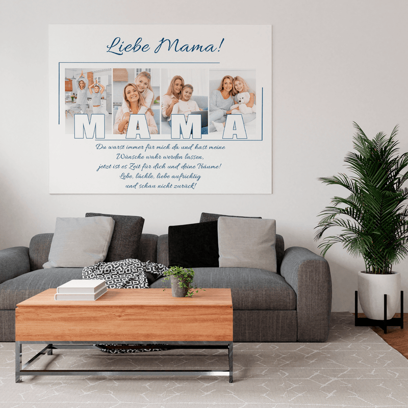 4 Fotos mit Text - Druck auf Leinwand, personalisiertes Geschenk für Mama - Adamell.de