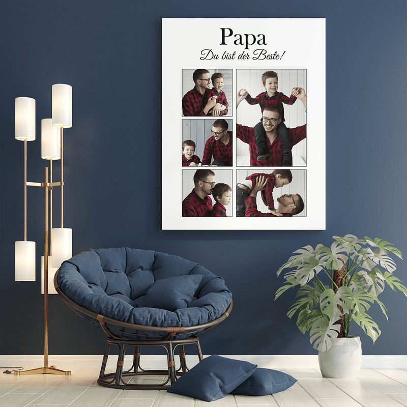 5 Fotos mit Papa - Druck auf Leinwand, personalisiertes Geschenk für Papa - Adamell.de