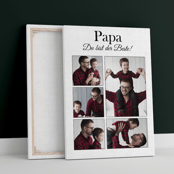 5 Fotos mit Papa - Druck auf Leinwand, personalisiertes Geschenk für Papa - Adamell.de