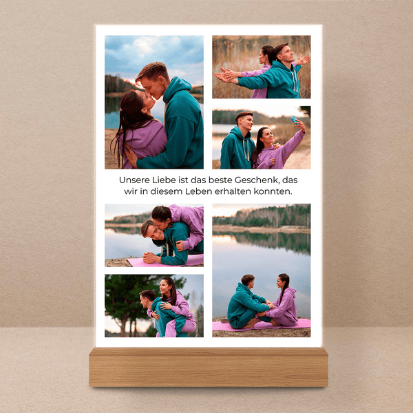 6 Fotos und ein Zitat - Druck auf Glas, personalisiertes Geschenk für Paar - Adamell.de