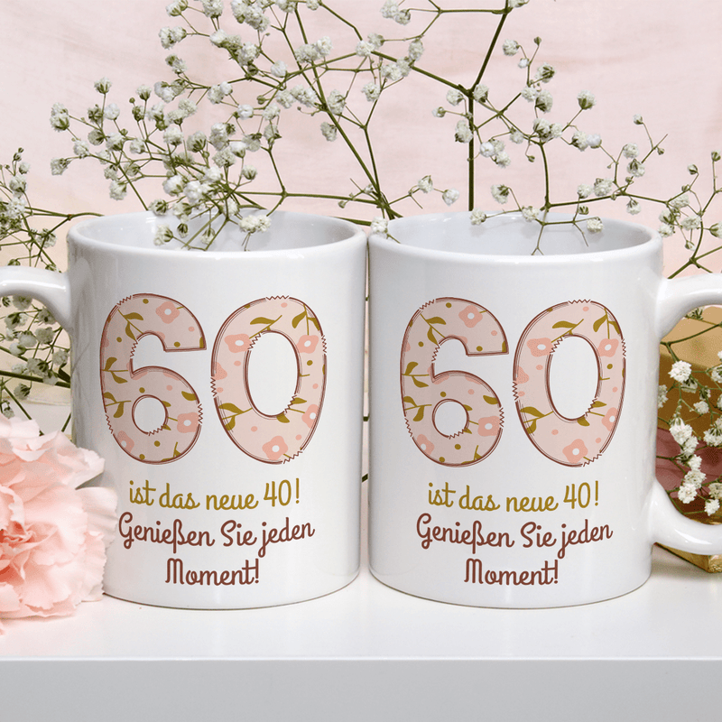 60 ist das neue 40 - 1x bedruckte Tasse, personalisiertes Geschenk zum 60. Geburtstag - Adamell.de