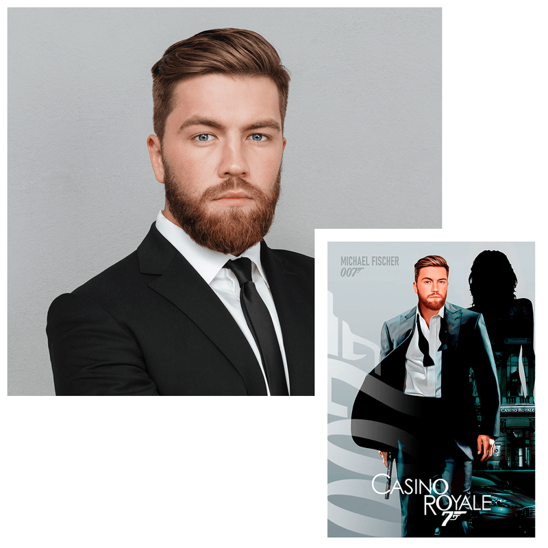 Agent Bond 007 - Druck auf Leinwand, personalisiertes Geschenk für Mann - Adamell.de