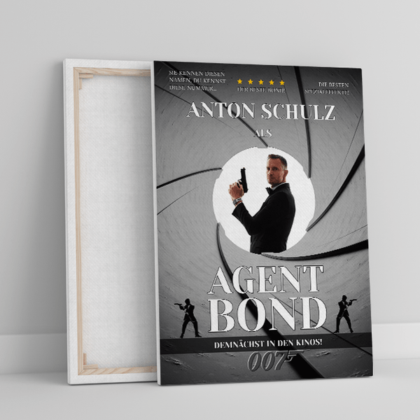 Agent Bond-Poster - Druck auf Leinwand, personalisiertes Geschenk für Freund - Adamell.de