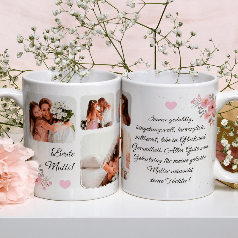 Alles Gute lieben Mama - 1x bedruckte Tasse, personalisiertes Geschenk für Mama - Adamell.de