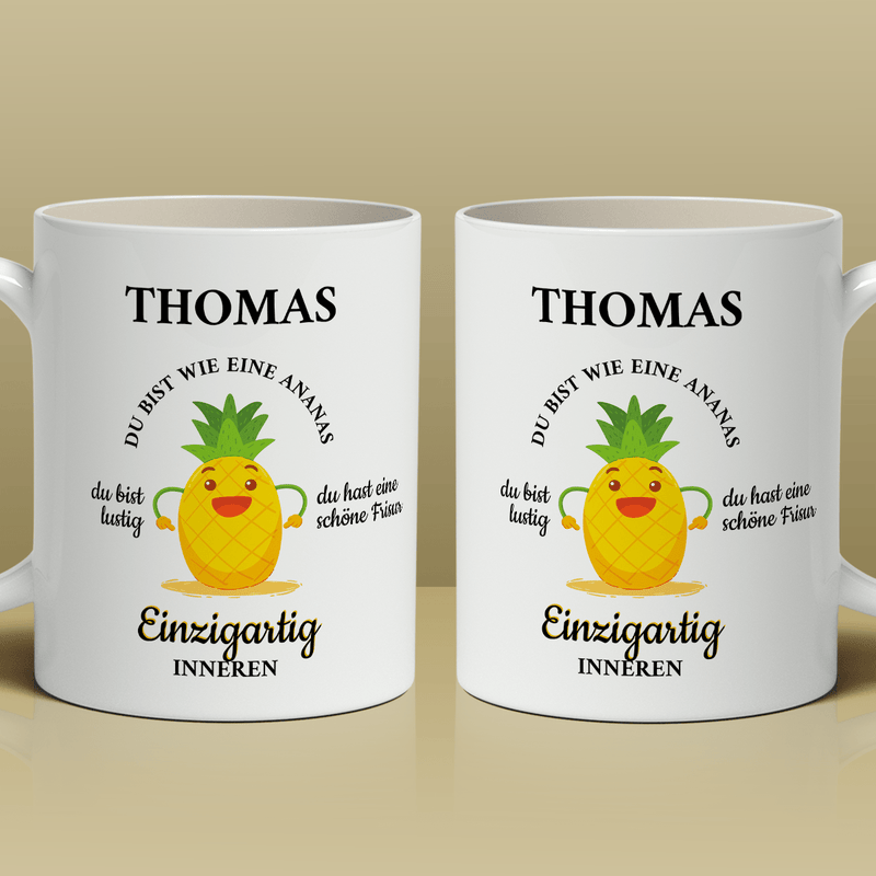 Ananas - 1x Bedruckte Tasse, personalisiertes Geschenk für Freund - Adamell.de