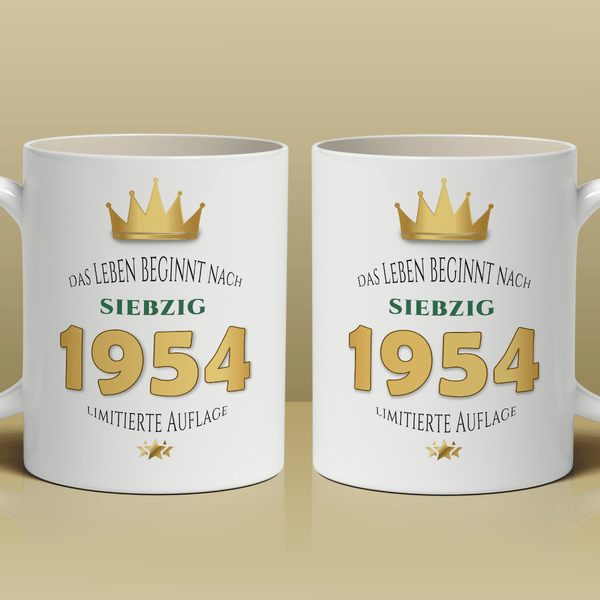 Becher für 70. - 1x bedruckte Tasse, personalisiertes Geschenk für Mann - Adamell.de