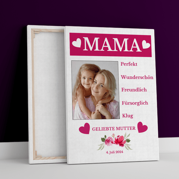 Beschreibung der Mutter - Druck auf Leinwand, personalisiertes Geschenk für Mama - Adamell.de