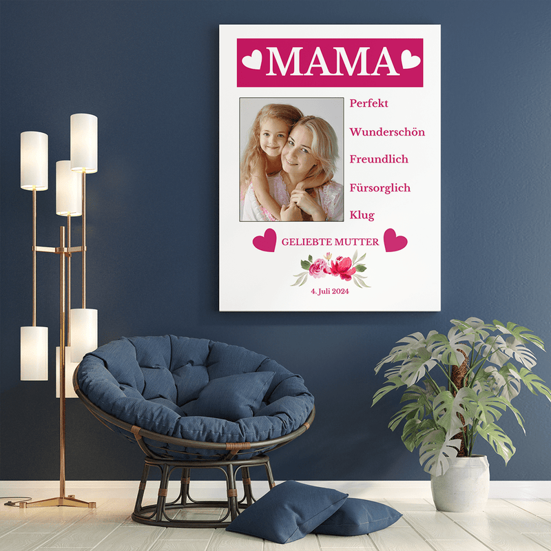 Beschreibung der Mutter - Druck auf Leinwand, personalisiertes Geschenk für Mama - Adamell.de