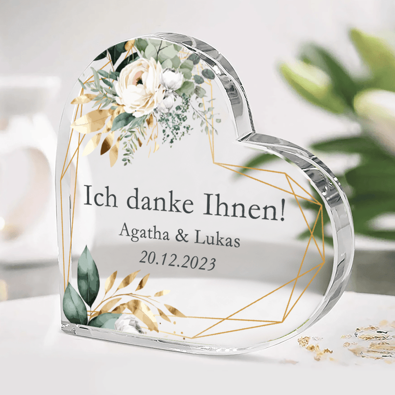 Bestätigung der Hochzeit - Herz aus Glas, personalisiertes Geschenk für Eltern - Adamell.de