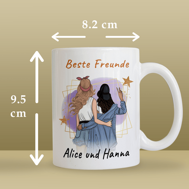 Beste Freunde clipart - 1x bedruckte Tasse, personalisiertes Geschenk für Freundin - Adamell.de