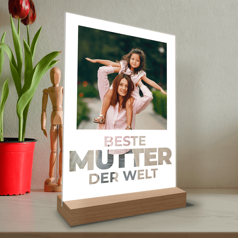 Beste Mutter der Welt + Foto - Druck auf Glas, personalisiertes Geschenk für Mutti - Adamell.de