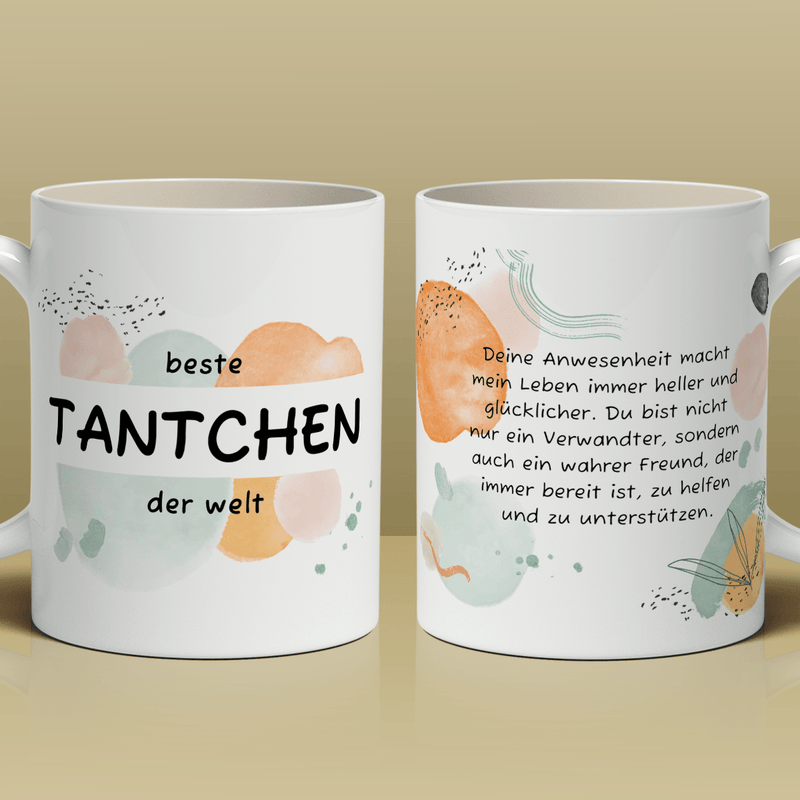 Beste Wünsche für deine Tante - 1x Bedruckte Tasse, personalisiertes Geschenk für Tantchen - Adamell.de