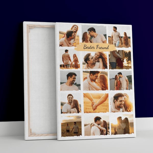 Bester Freund Collage 15 Fotos - Druck auf Leinwand, personalisiertes Geschenk für Mann - Adamell.de