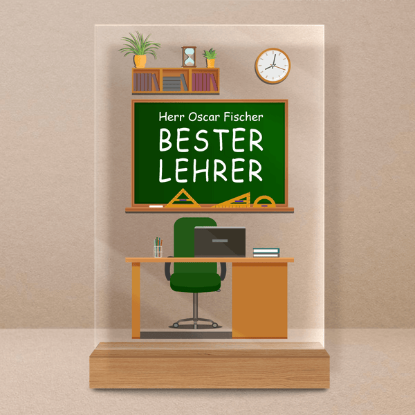 Bester Lehrer - Druck auf Glas, personalisiertes Geschenk für Lehrer - Adamell.de