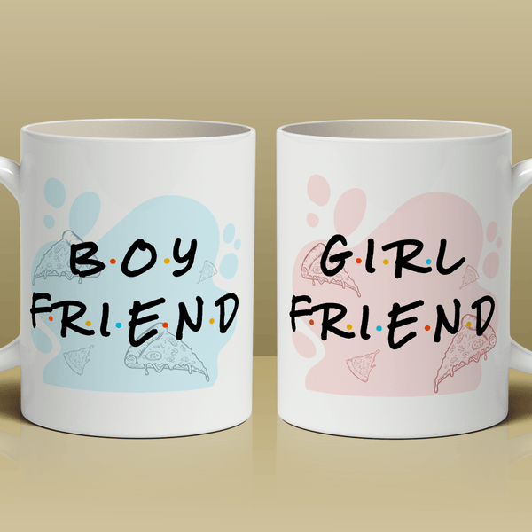 Boyfriend & Girlfriend - Satz von 2 x Bedruckte Tasse, personalisiertes Geschenk für Paar - Adamell.de