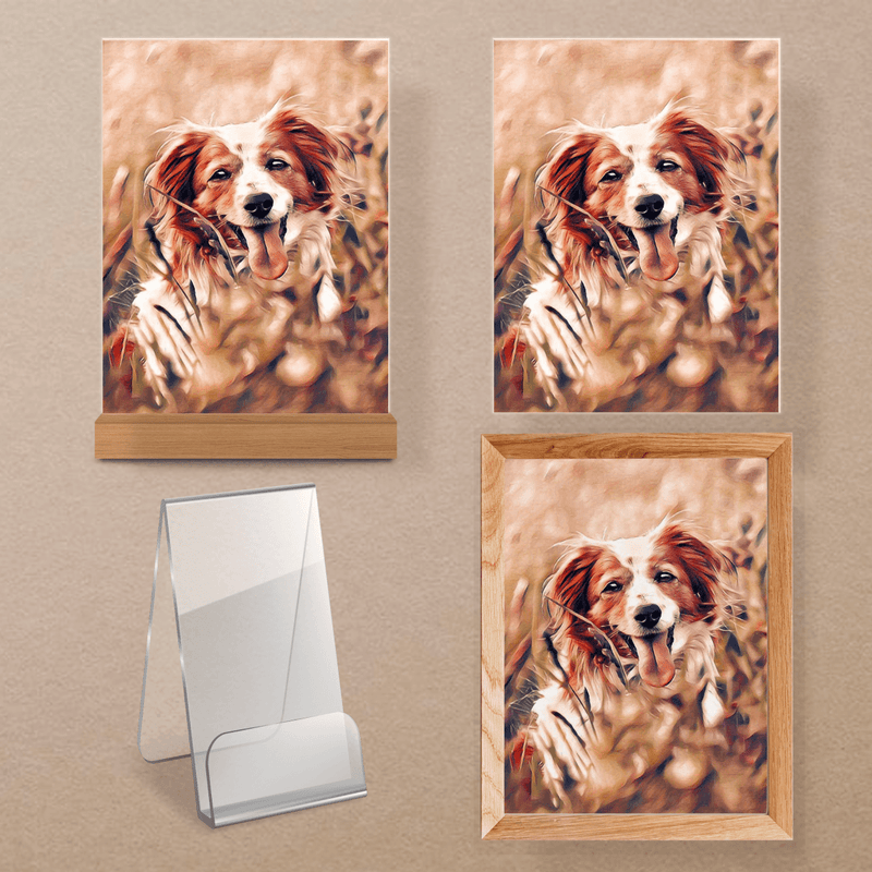 Bunte Skizze mit einem Hund - Druck auf Glas, personalisiertes Geschenk - Adamell.de