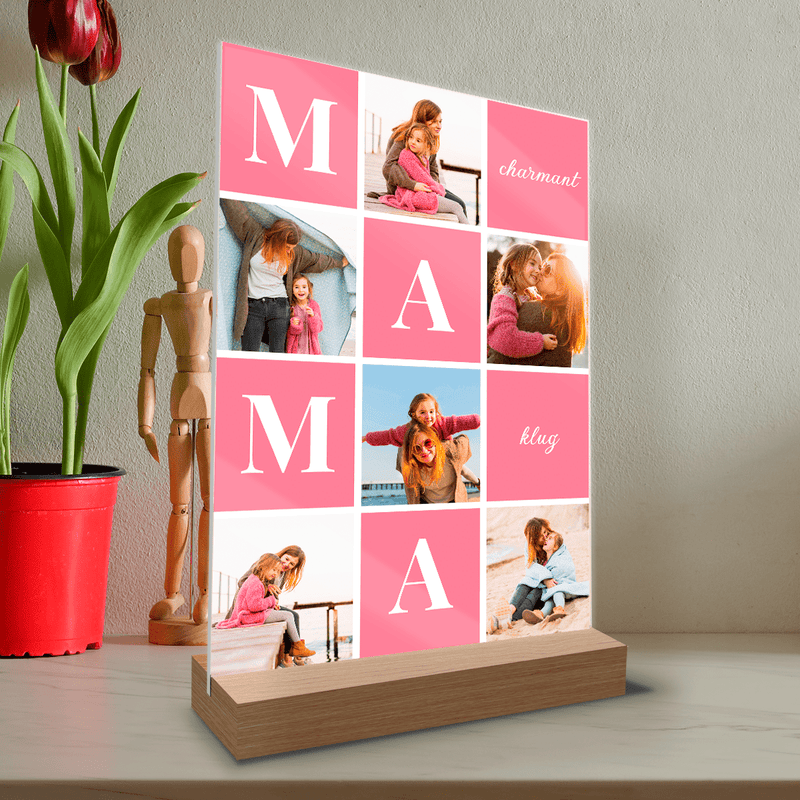 Charmant und klug Mama - Druck auf Glas, personalisiertes Geschenk für Mama - Adamell.de