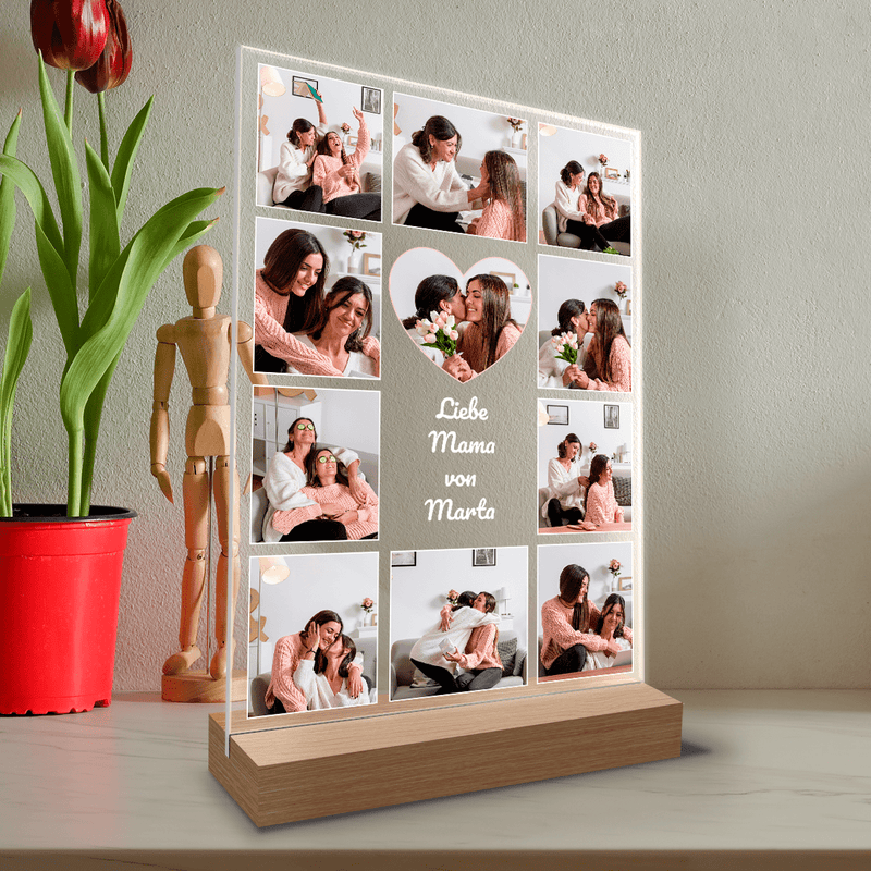 Collage aus 11 Fotos für Mama - Druck auf Glas, personalisiertes Geschenk für Mama - Adamell.de