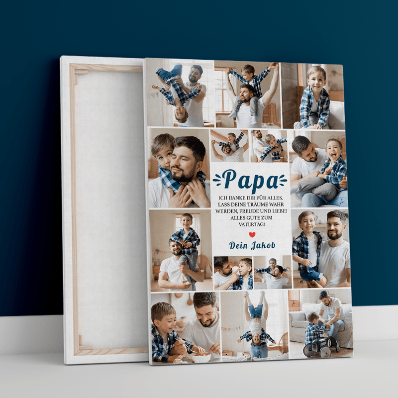 Collage aus 14 Fotos für Papa - Druck auf Leinwand, personalisiertes Geschenk für Papa - Adamell.de