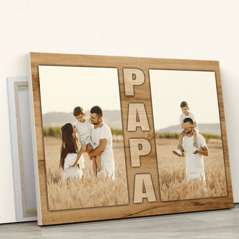 Collage aus 2 Fotos für Papa - Druck auf Leinwand, personalisiertes Geschenk für Papa - Adamell.de