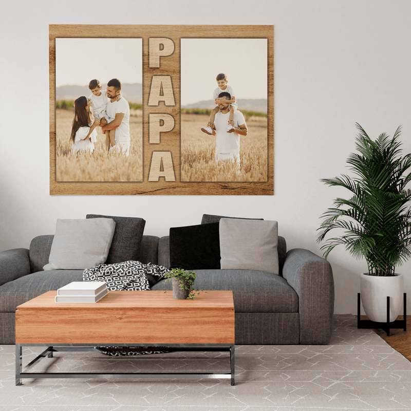 Collage aus 2 Fotos für Papa - Druck auf Leinwand, personalisiertes Geschenk für Papa - Adamell.de