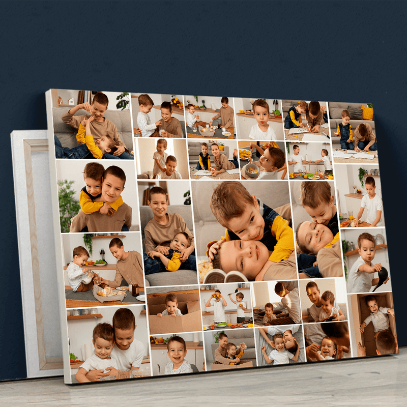 Collage aus 27 Fotos - Druck auf Leinwand, personalisiertes Geschenk für Bruder - Adamell.de