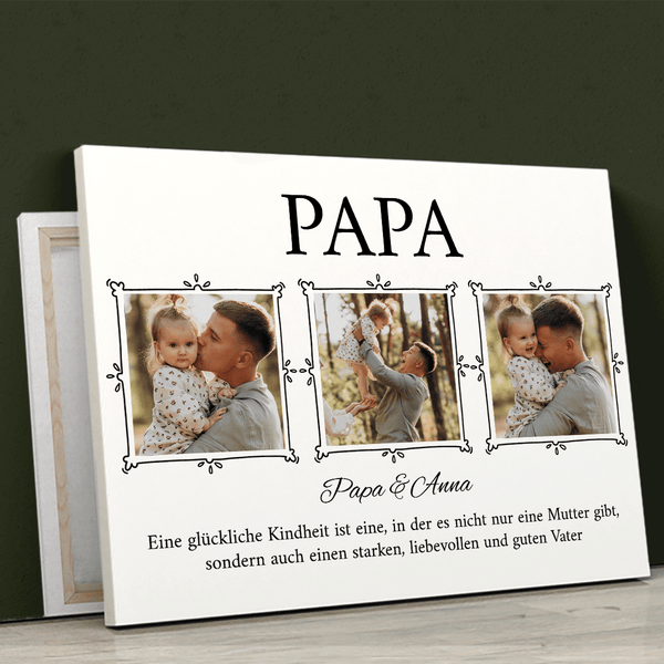 Collage aus 3 Fotos für Papa - Druck auf Leinwand, personalisiertes Geschenk für Papa - Adamell.de