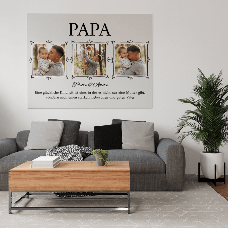 Collage aus 3 Fotos für Papa - Druck auf Leinwand, personalisiertes Geschenk für Papa - Adamell.de