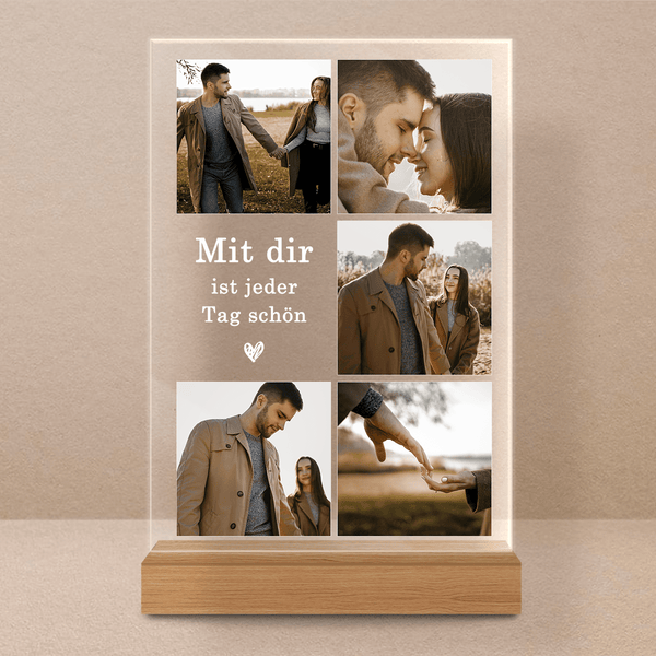 Collage aus 5 Fotos + Geständnis - Druck auf Glas, personalisiertes Geschenk für Mann - Adamell.de