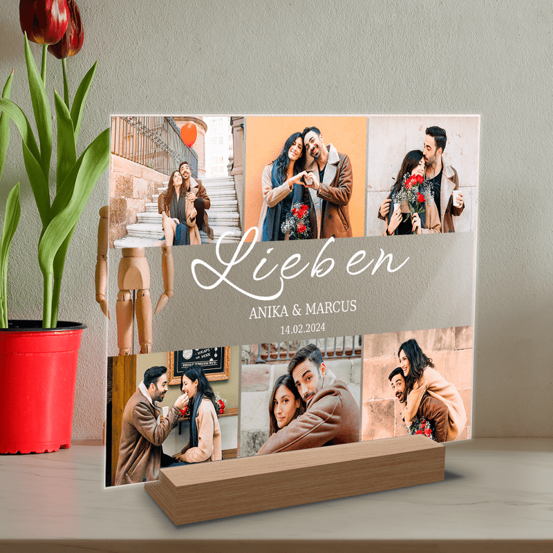 Collage aus 6 Fotos für ein Paar - Druck auf Glas, personalisiertes Geschenk für ein Paar - Adamell.de