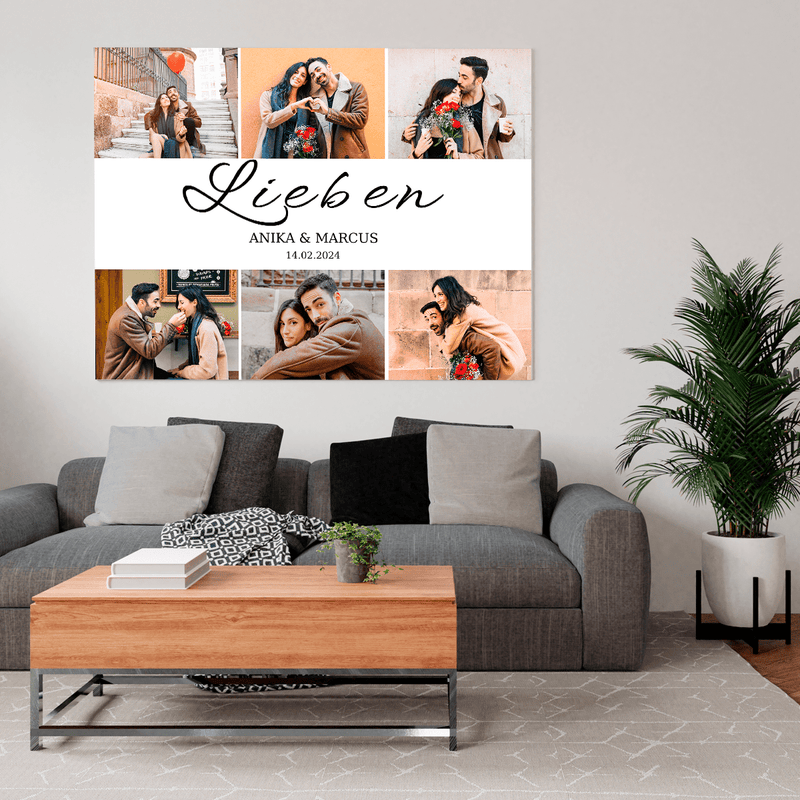 Collage aus 6 Fotos für ein Paar - Druck auf Leinwand, personalisiertes Geschenk für ein Paar - Adamell.de