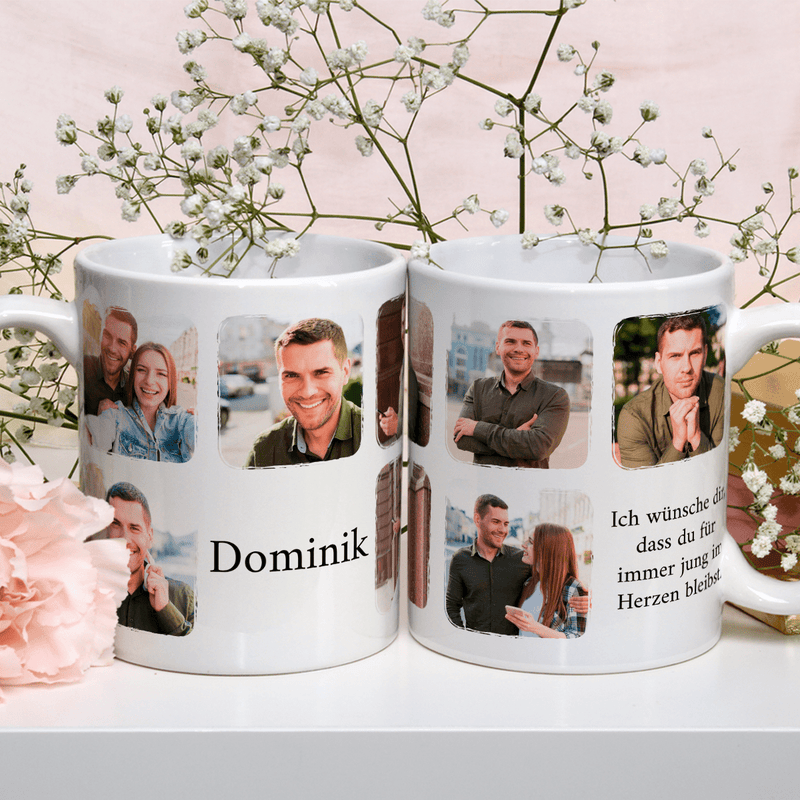 Collage aus 8 Bildern - 1x Bedruckte Tasse, personalisiertes Geschenk für Mann - Adamell.de