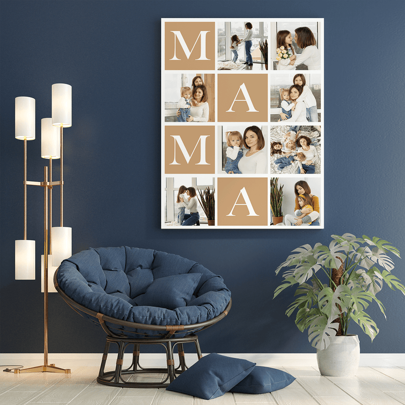 Collage aus 8 Fotos für Mama - Druck auf Leinwand, personalisiertes Geschenk für Mama - Adamell.de