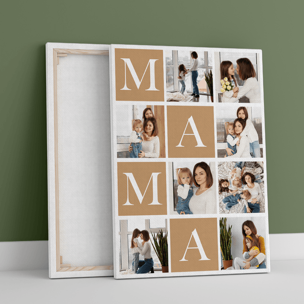Collage aus 8 Fotos für Mama - Druck auf Leinwand, personalisiertes Geschenk für Mama - Adamell.de