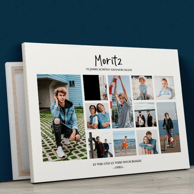 Collage der Erinnerungen - Druck auf Leinwand, personalisiertes Geschenk für Mann - Adamell.de