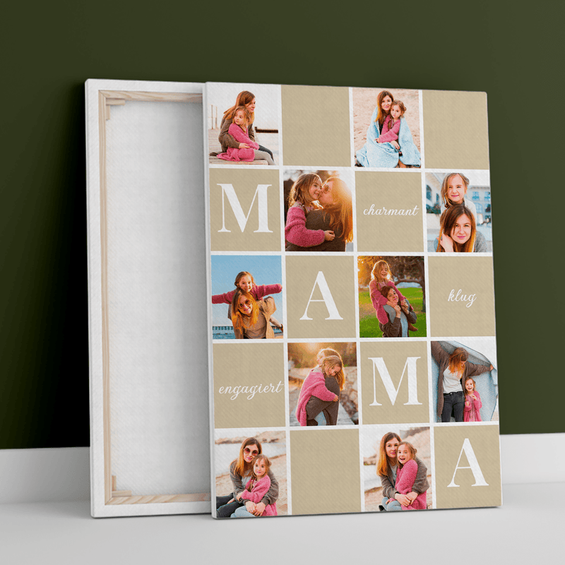 Collage für Mama aus 10 Fotos - Druck auf Leinwand, personalisiertes Geschenk für Mama - Adamell.de