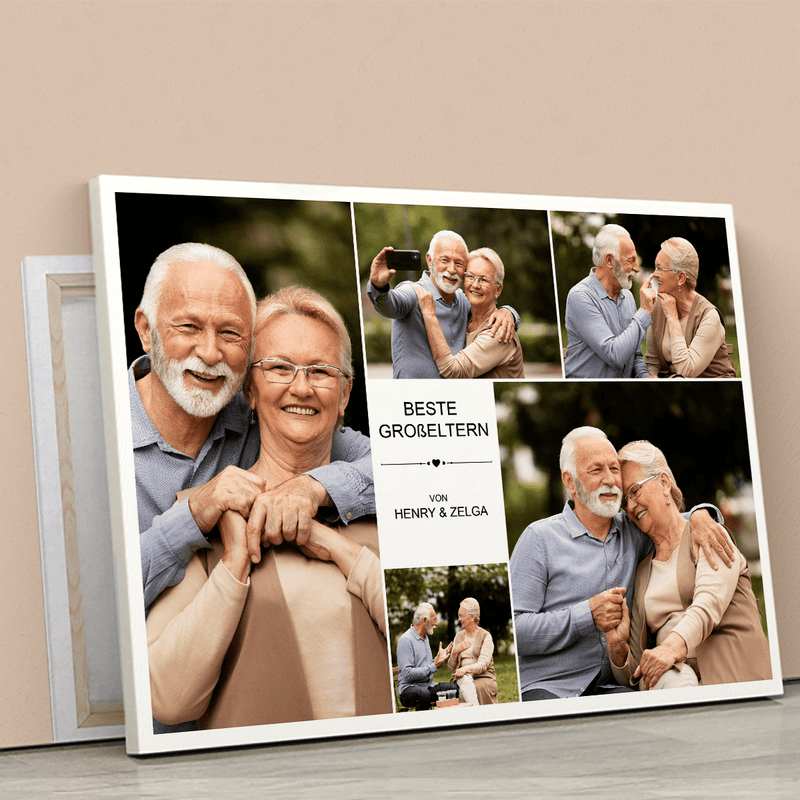 Collage für Oma Opa - Druck auf Leinwand, personalisiertes Geschenk für Großeltern - Adamell.de
