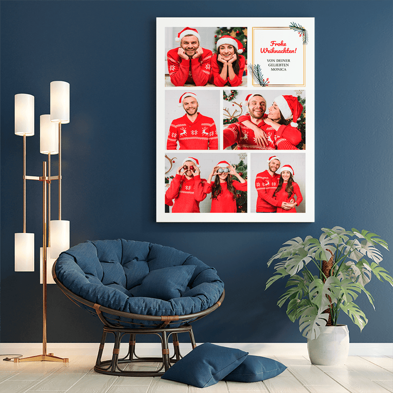 Collage im Weihnachtsstil - Druck auf Leinwand, personalisiertes Geschenk für Mann - Adamell.de