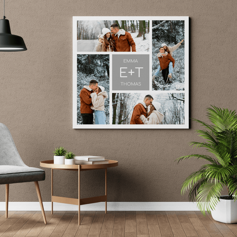 Collage mit Namen - Druck auf Leinwand, personalisiertes Geschenk - Adamell.de